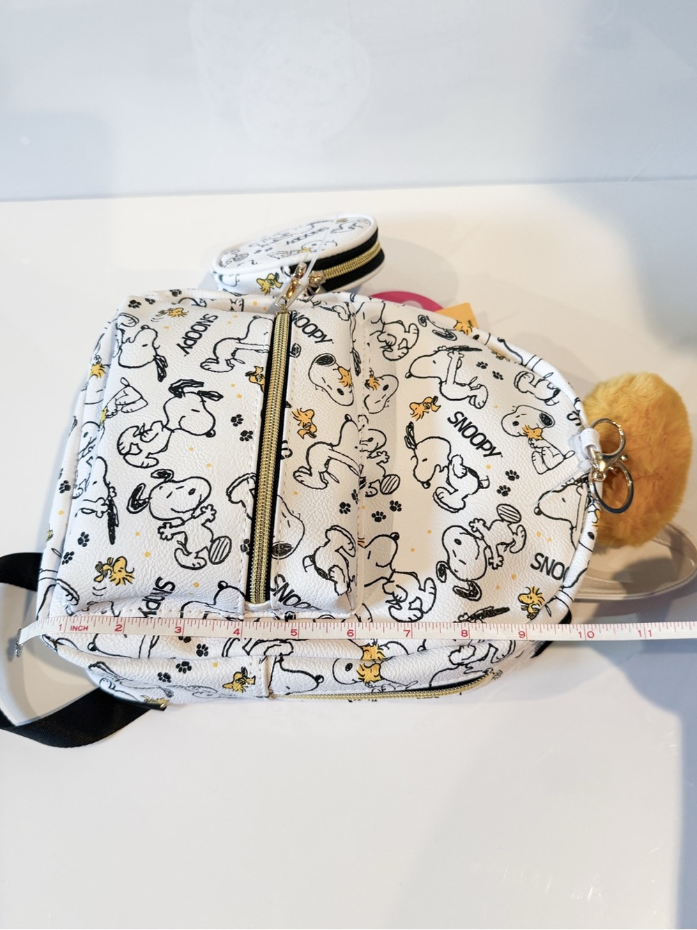 NWT Peanuts Snoopy Woodstock Mini Backpack 3 Pc Set Coin Purse Heart Charm - Picture 9 of 10